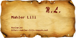 Mahler Lili névjegykártya